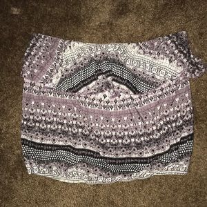 Purple Ruffled Strapless Crop Top